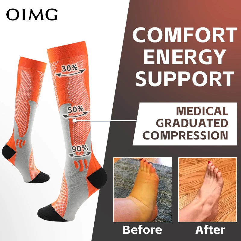 1 Pair Sports Compression Socks for Women and Men - Calf Support Socks for Running Nurses Flight Pregnancy Circulation Athletic