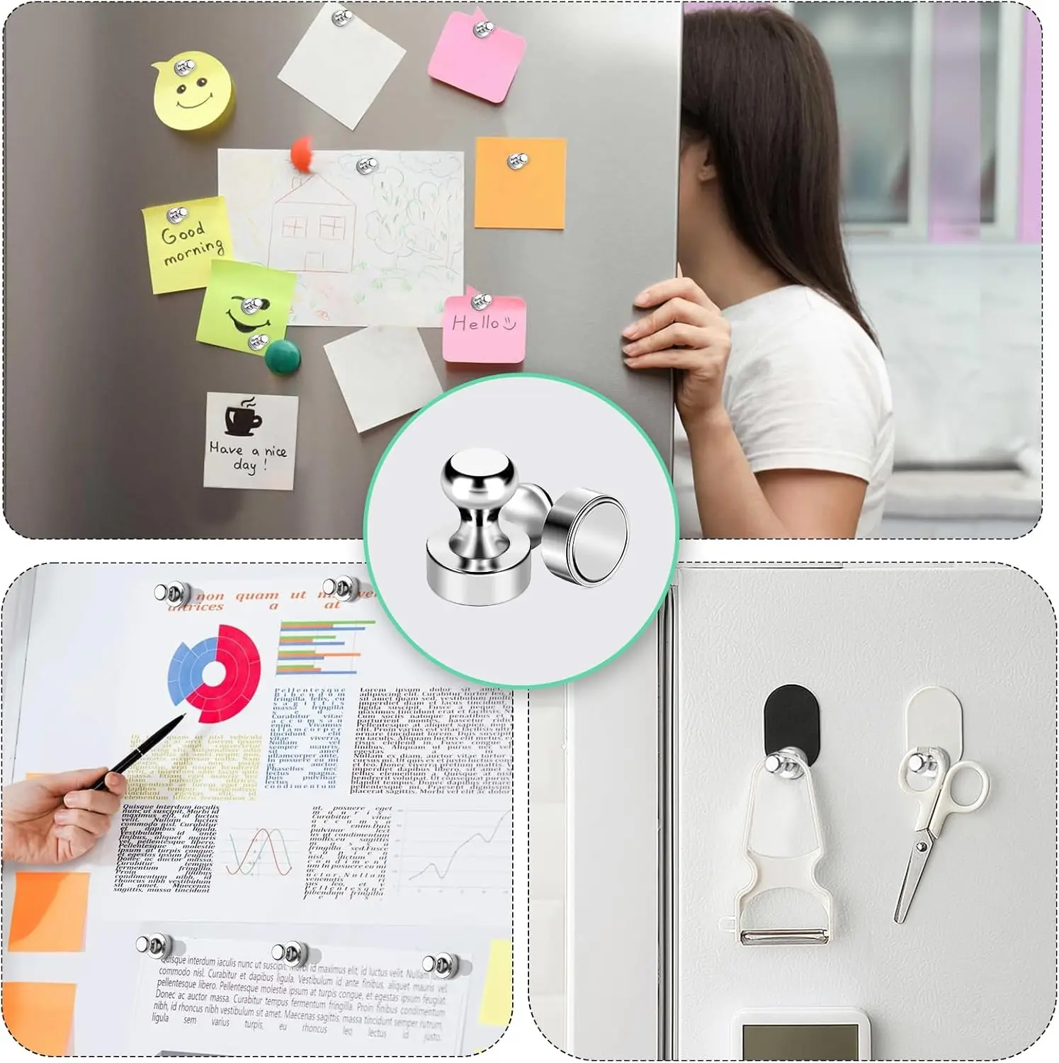 32Pcs Magnetic Needle Neodymium Magnet Pin Plate Magnet Plate Tapered Magnet Extra Strong Magnet for Home Storage