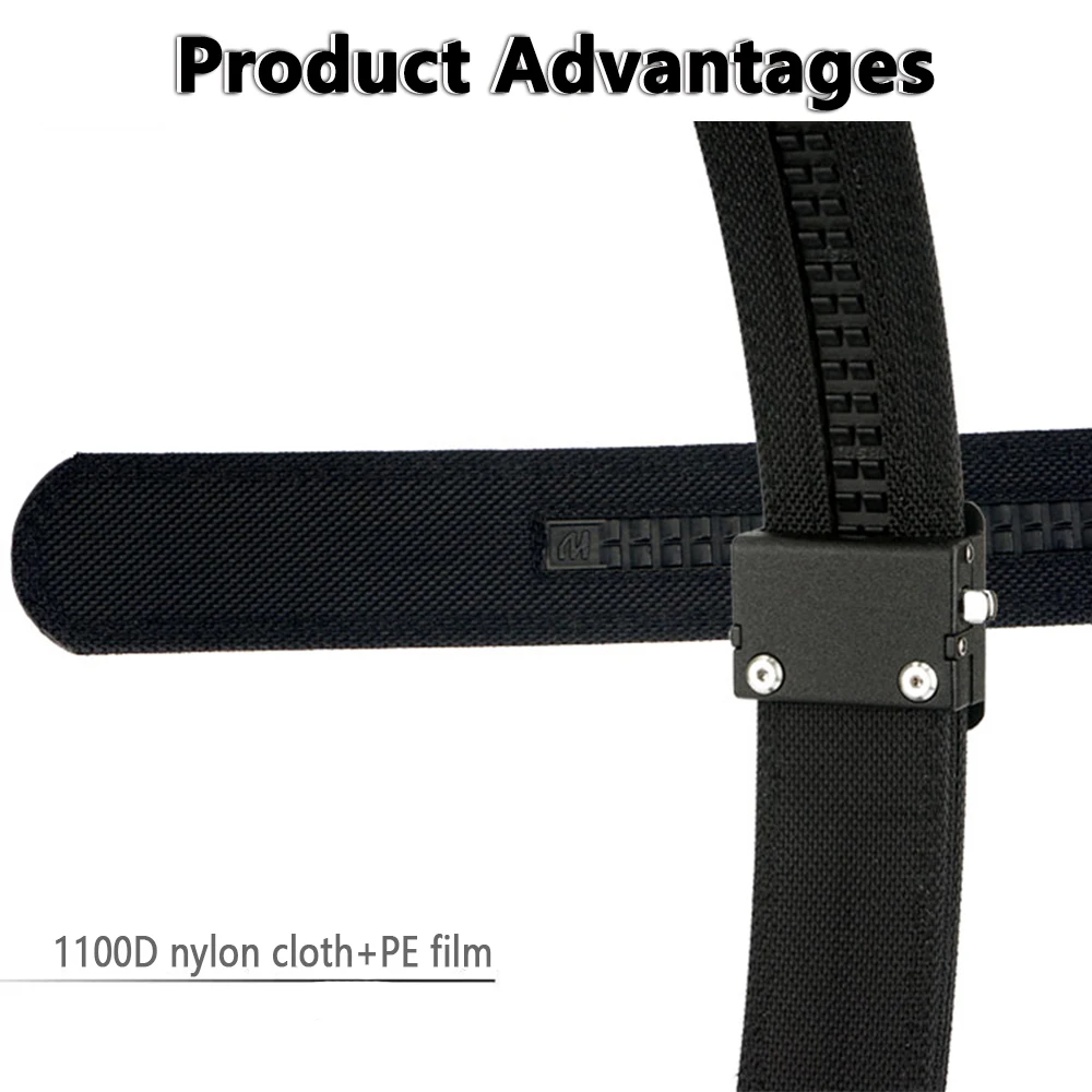 TUSHI Nylon-Hartgürtel für Herren, automatische Metallschnalle, Outdoor-EDC-IPSC-Zubehör, große Größe 120–150 cm, Militärgürtel – Detail 4