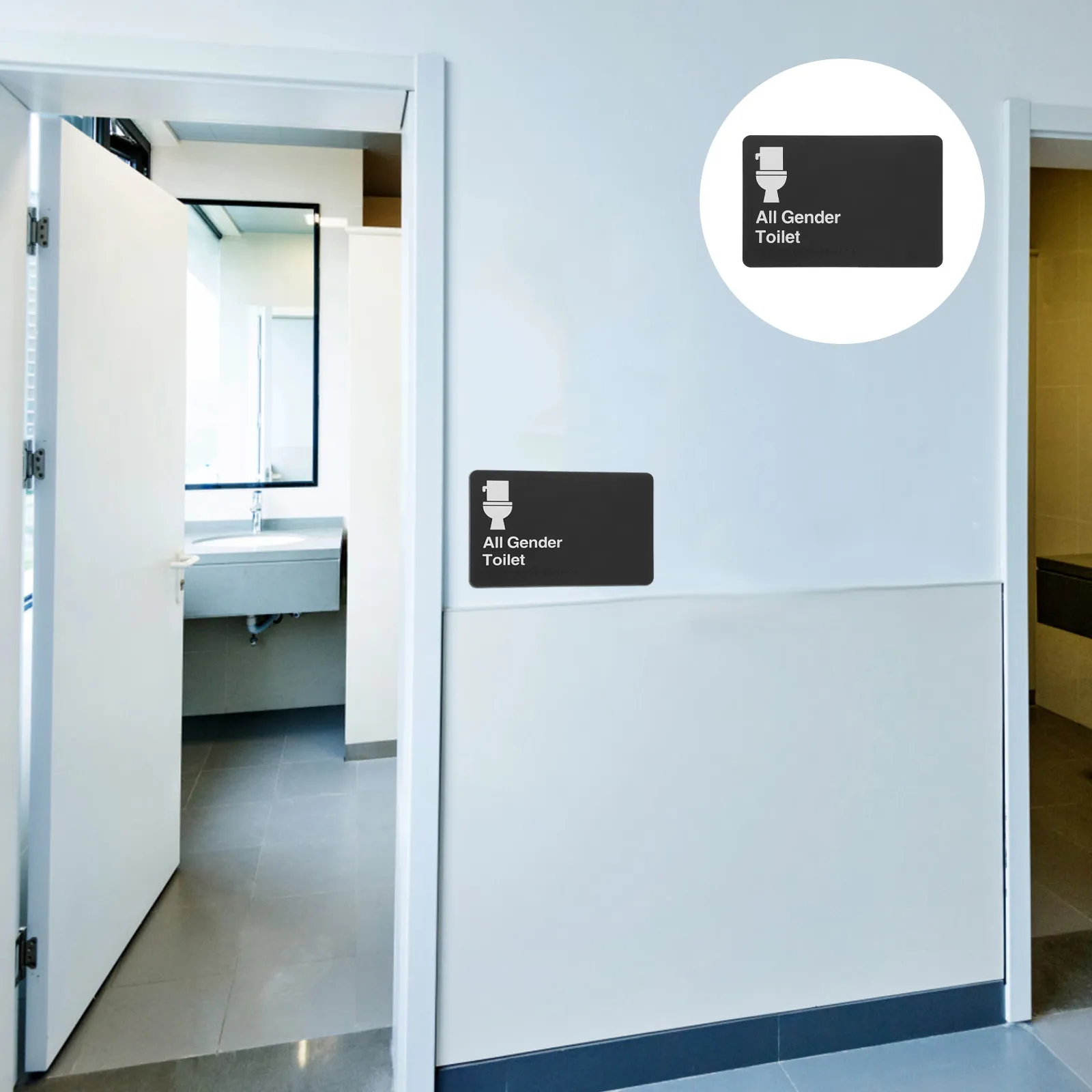 

Универсальная табличка для туалета (для всех полов) с брайлем, из АБС-пластика, с высокой видимостью, для бизнеса и общественных объектов, для дверей унисекс-туалетов