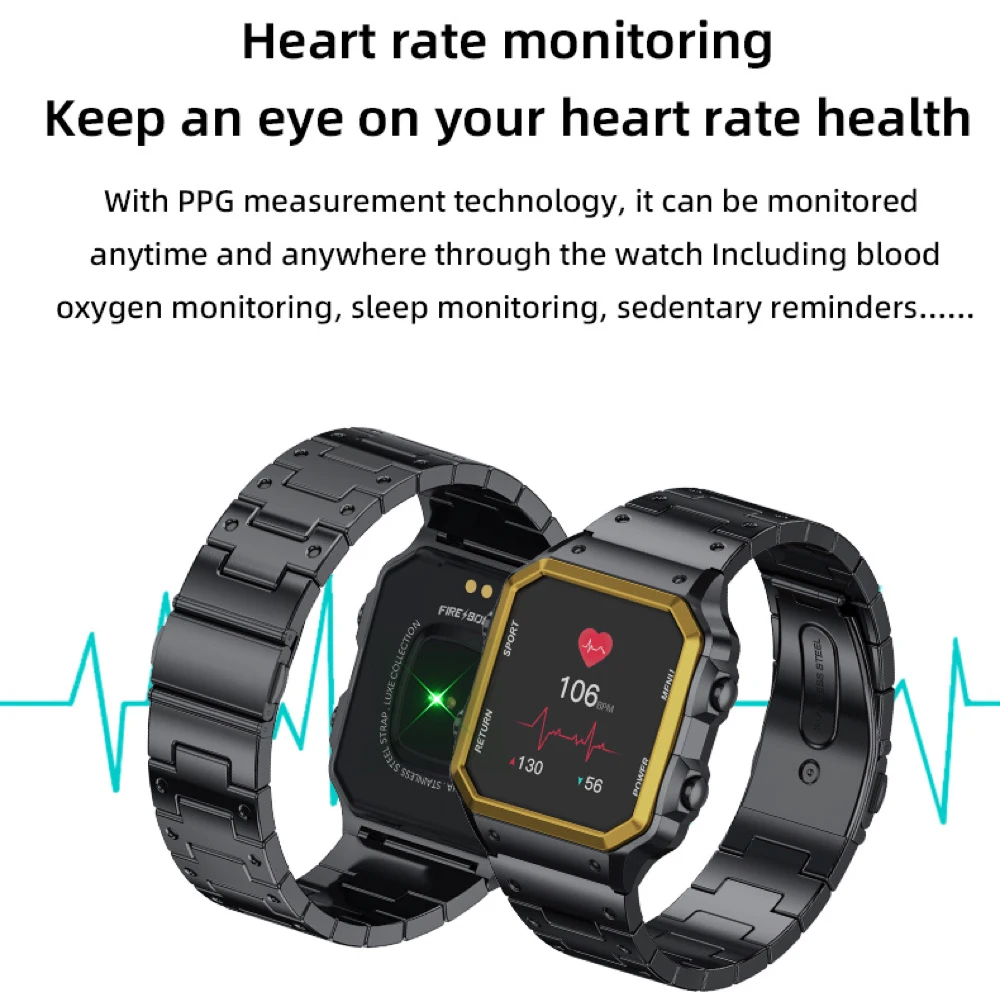 جديد ساعة ذكية الرجال الرياضة ساعة توقيت معدل ضربات القلب الساعات الصحية الأزرق الأسنان دعوة صوت مساعد في الهواء الطلق الساعات الذكية مقاوم للماء