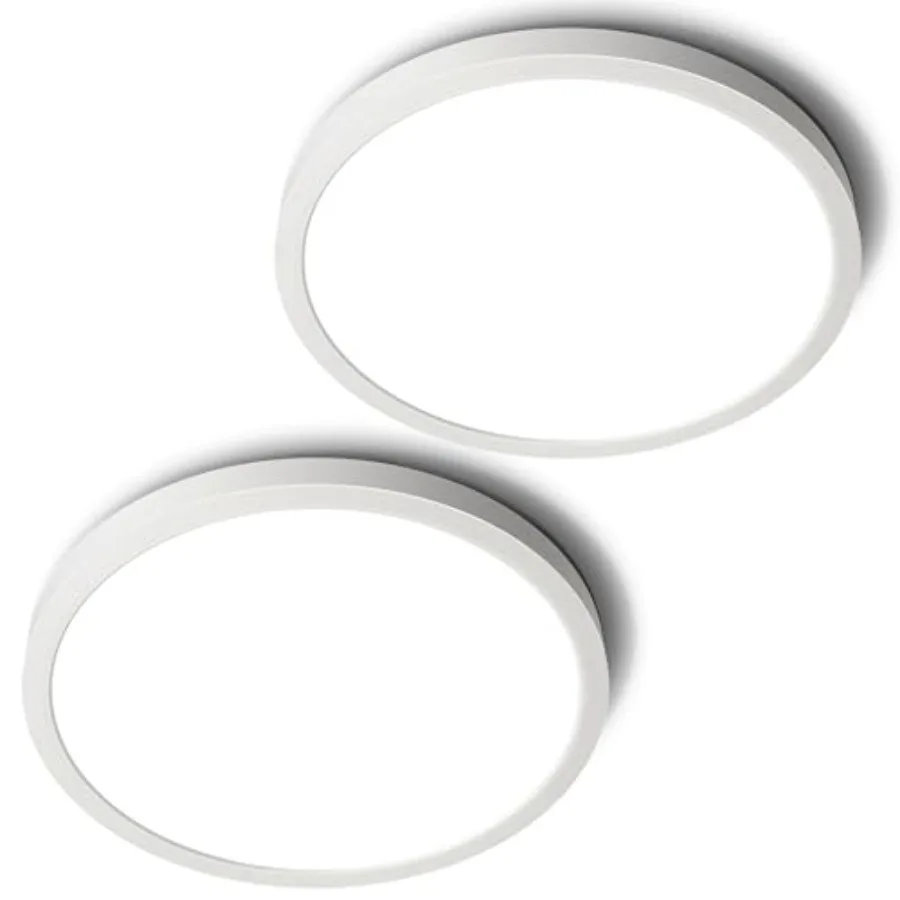 

2-Pack LED Flush Mount Ceiling Light Fixture 5000K 2400LM 12 Inch 24W 240W Equiv. Round Flat Ceiling Lamp Non-Dimmable