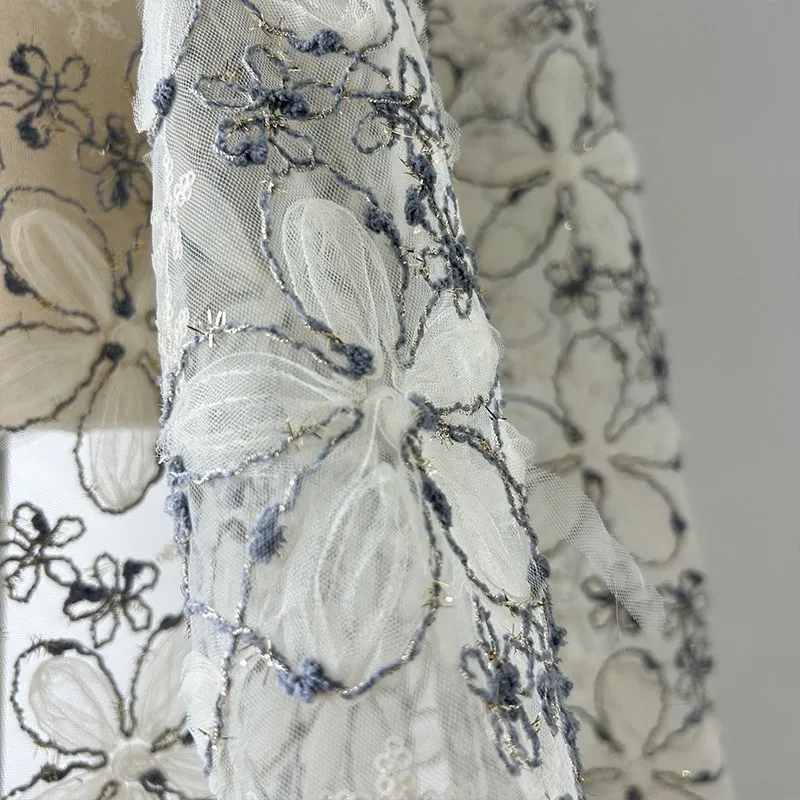 Creative 3D Embroidery Lace Fabric Sequins Mesh Tulle Multi Special Craft Lace Net Cloth for DIY Clothing Design Sewing