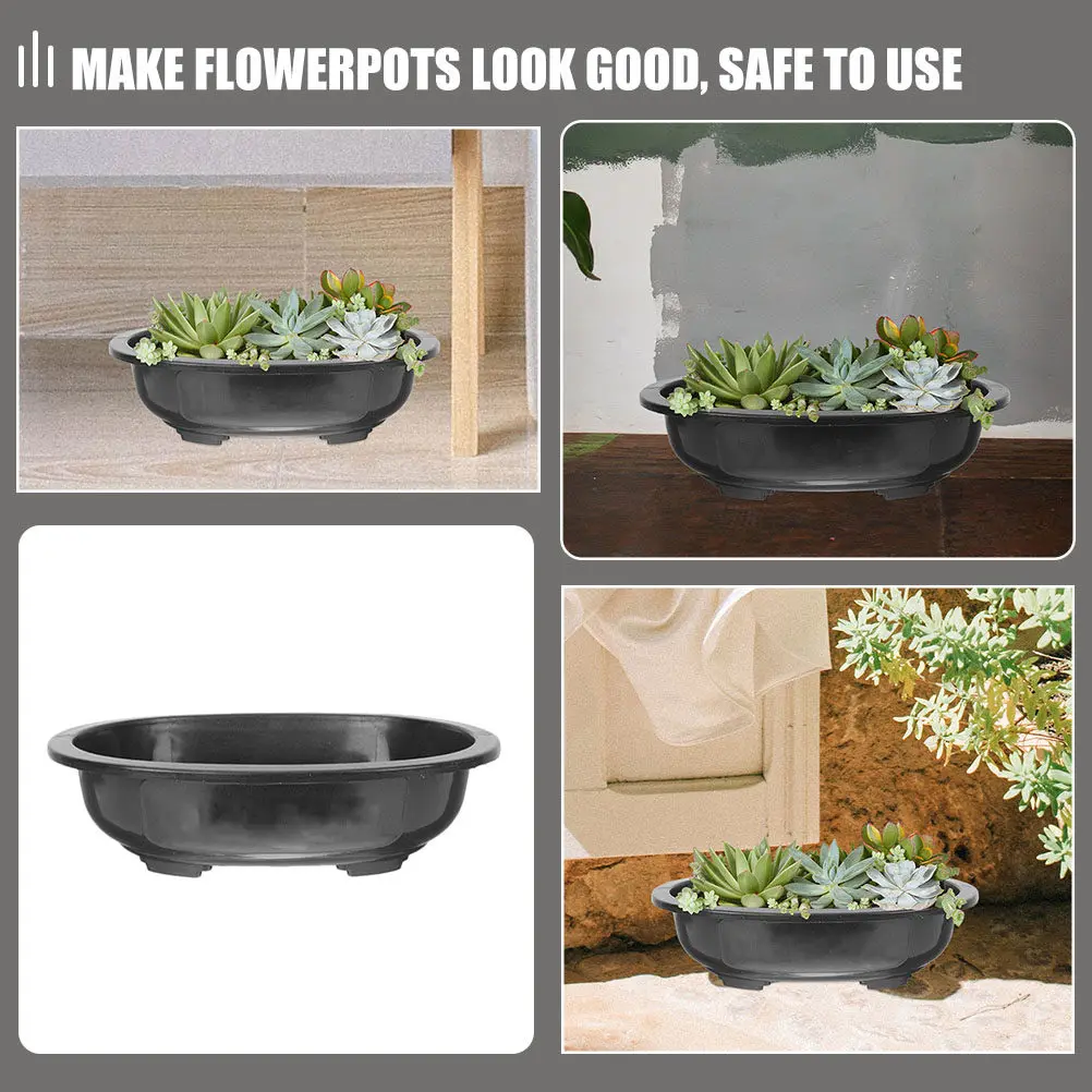 4Pcs Rectangular Drainable Bonsai Pots PP Plastic Flowerpots for Indoor Outdoor Balcony Gardening Home Decor Minimalist Planter