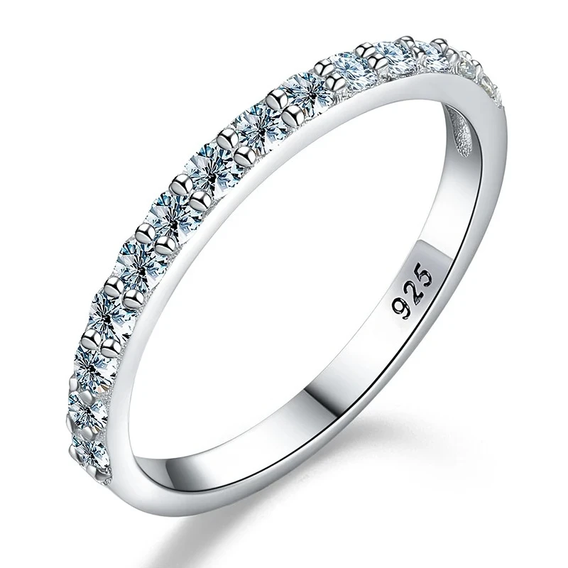 GRA Real Moissanite Diamond Solitaire Stackable Rings for Women 925 Sterling Silver Wedding Band Trendy Fashion Fine  Jewelry