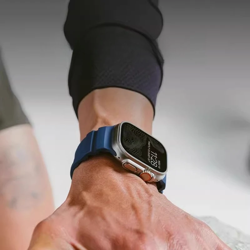 Pasek sportowy do Apple Watch Ultra2/1 10 9 8 7 6 SE 5 4 Miękki silikonowy pasek tytanowy do iWatch 42mm 44mm 45mm 46mm 49mm