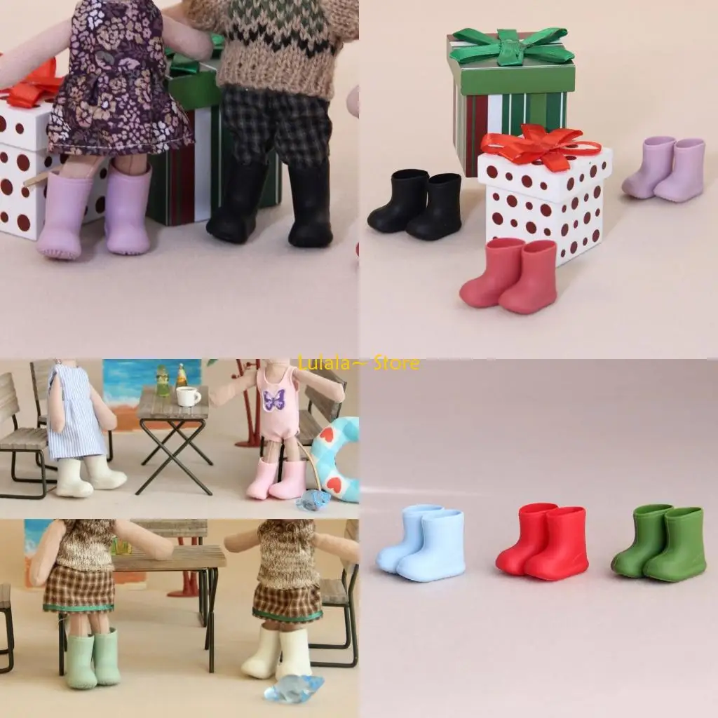

Y4QA High Top Boot For 1/12 Scale Dolls OB11 Miniature Rain Footwear Multiple Color