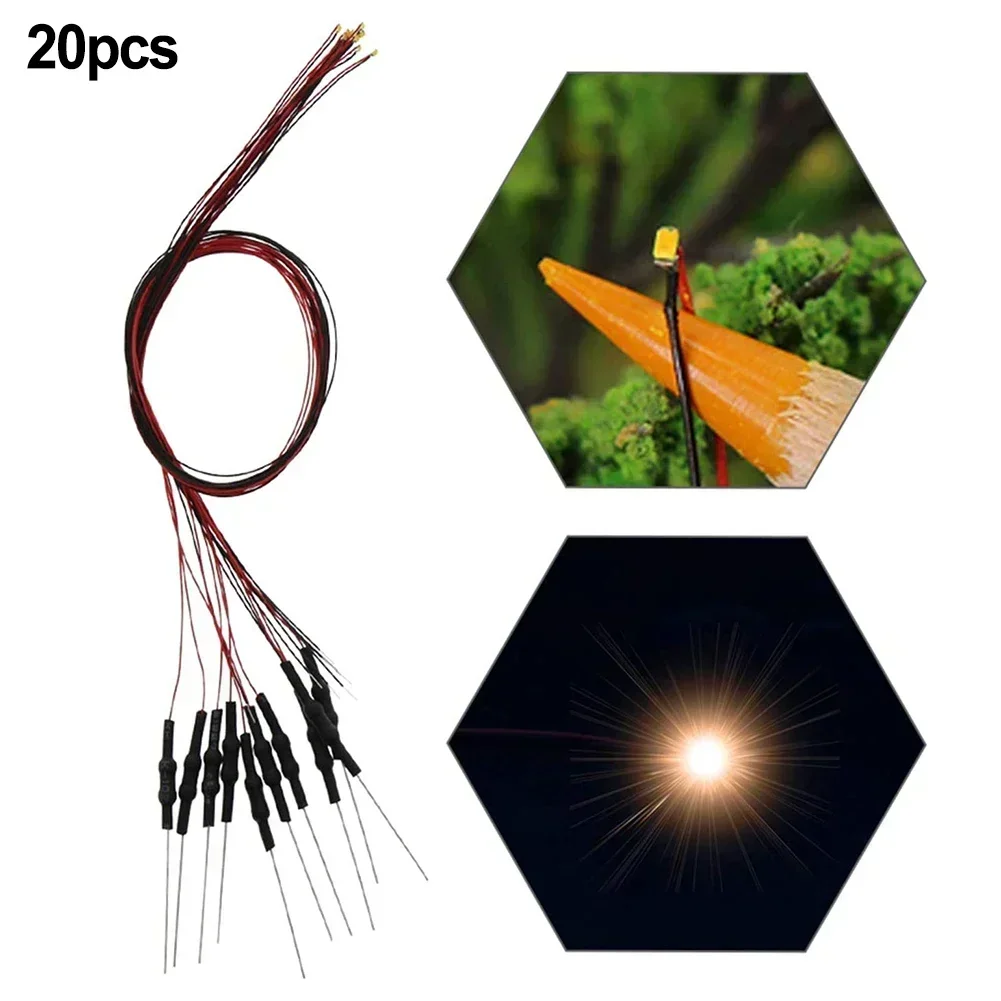 20 unids/lote 0402 0603 lámpara con cable Micro Led presoldado Micro Litz Chip con cable 30cm 12V DIY edificio ferroviario modelo escenas luz