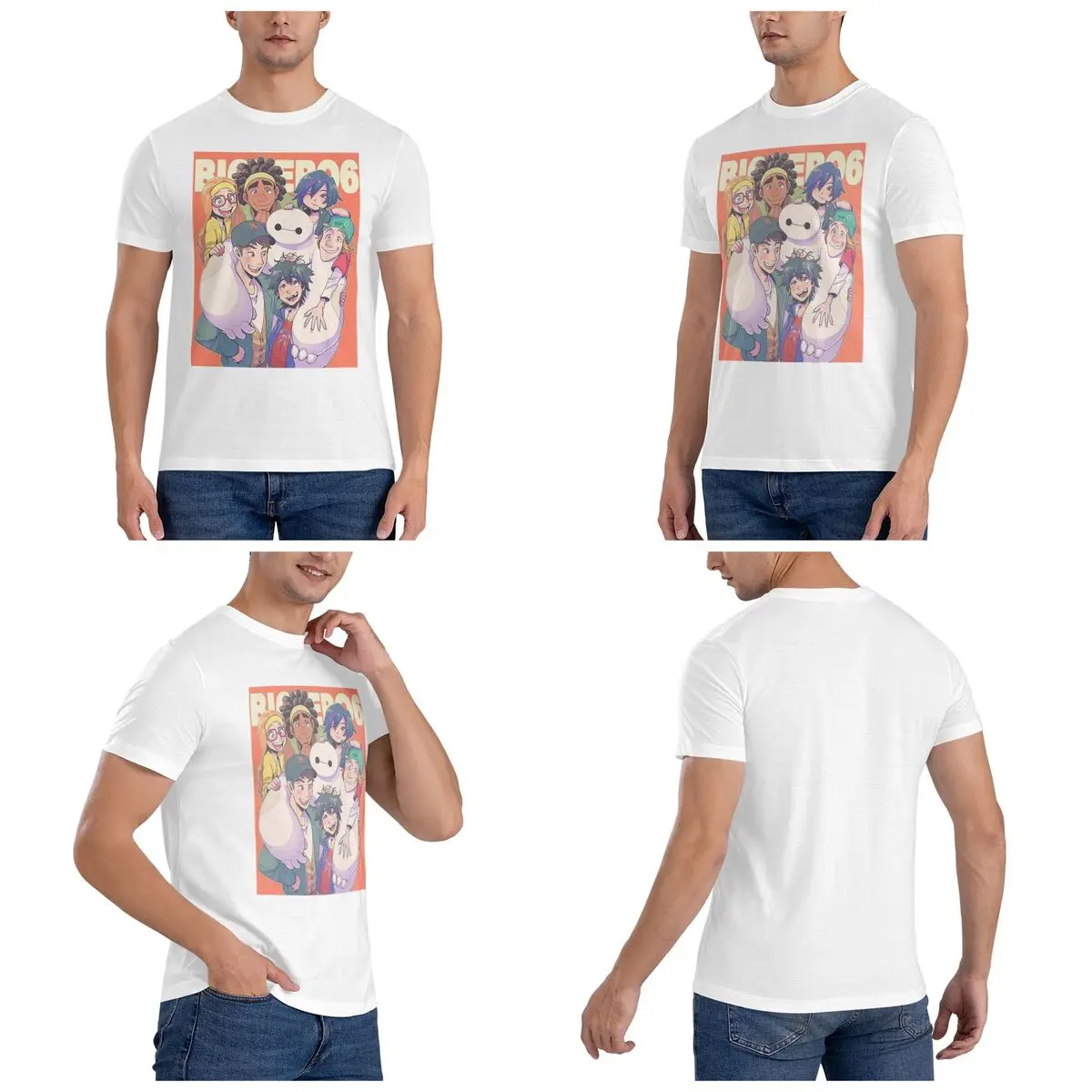 Big Hero 6 Disney T-Shirt for Men Cotton Oversized T Shirts Men's Short Sleeve Crew Neck Summer Clothes Tops S-6XL