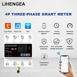 Tuja WiFi 4P 100A trójfazowy inteligentny wyłącznik czasowy z automatycznym zamykaniem, ochrona napięcia dla inteligentnego życia