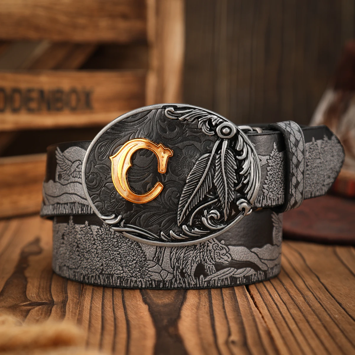 Ein lässiger, individueller und retroartiger Gürtel, ein Kleidungsaccessoire im Western-Stil, Metallschnalle, PU-Gürtel, geeignet für sowohl Männer als auch Frauen – Detail 10