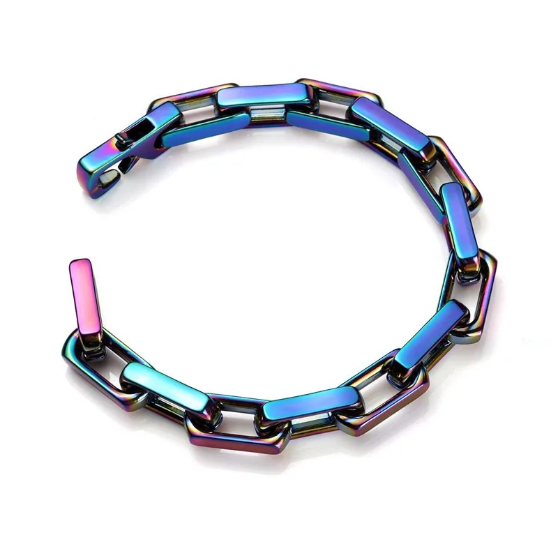 Quench Bamboo Colorblock Cuban Steel Thick Bracelet