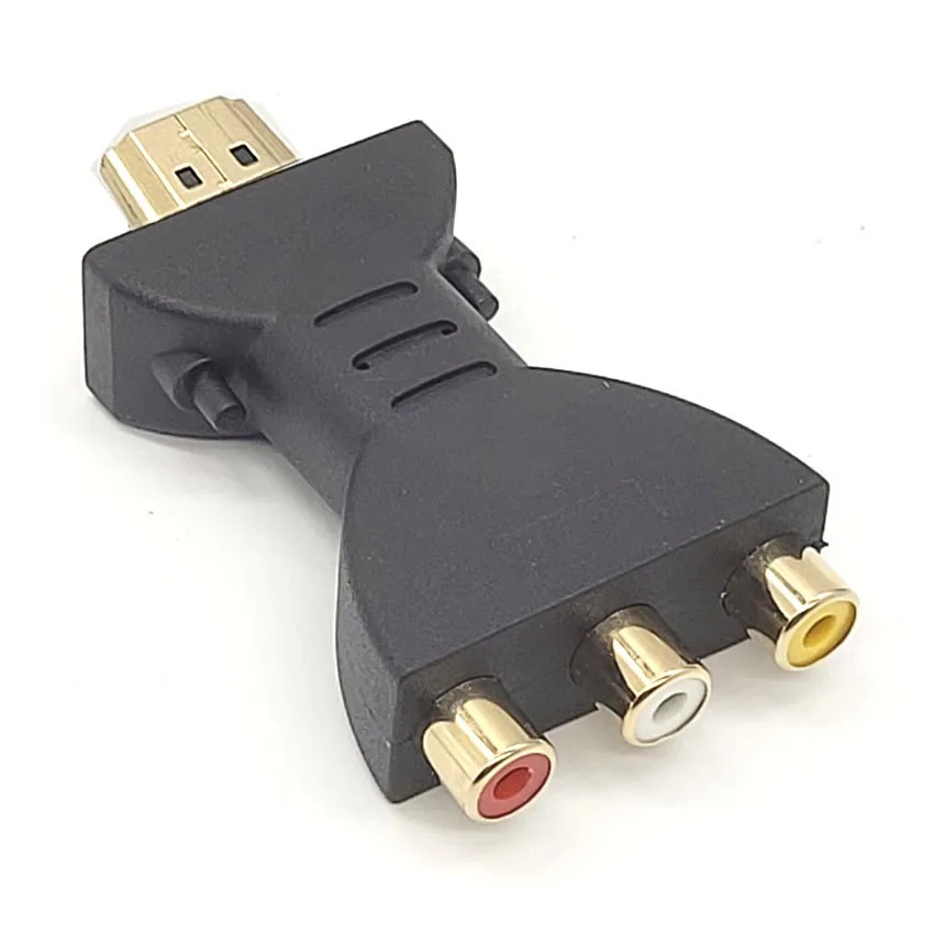 HDMI-compatible Male to 3 RCA Female Composite AV Audio Video Adapter Support 720p 1080p Digital Signals Converter for TV