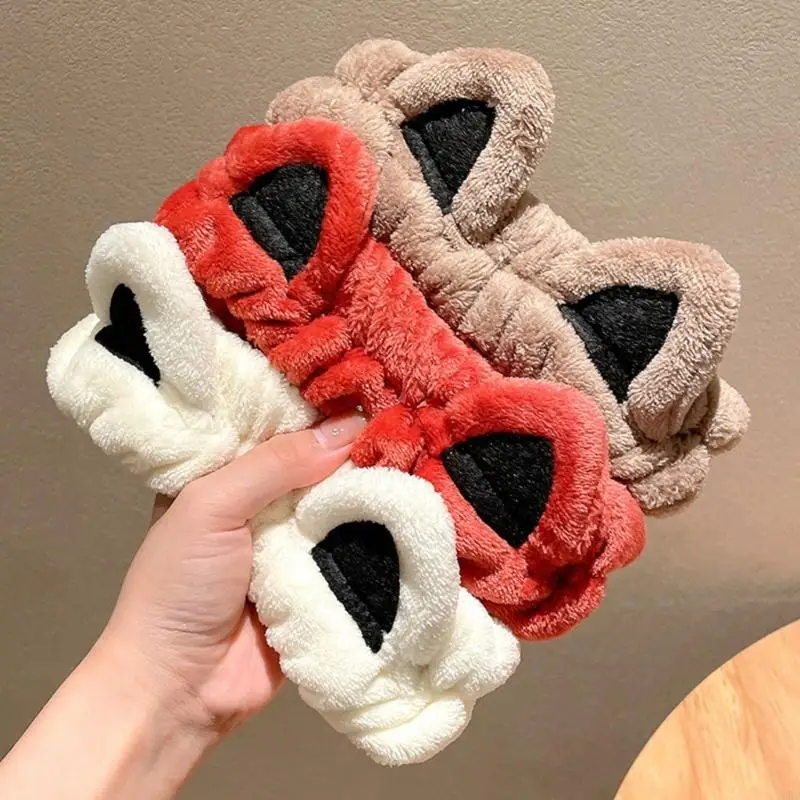 39BD Phụ nữ đàn hồi tắm sợi tóc dễ thương Kitten đầu cho nữ phụ nữ