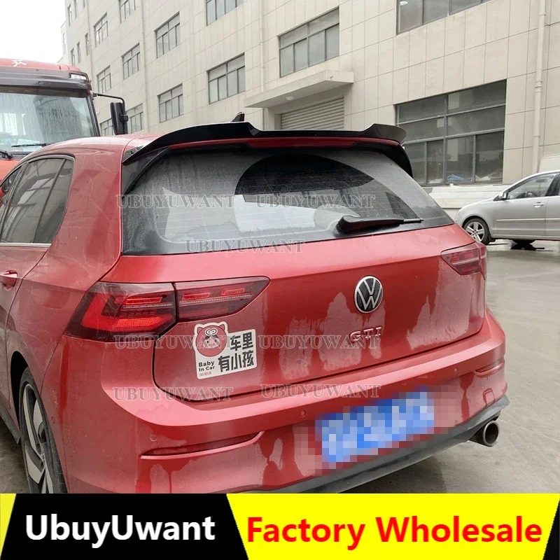 For Volkswagen GOLF 8 MK8 R-line gti R 2020+ ABS Black/CARBON COLOR/BLACK With White  Car Rear Wing Spoiler