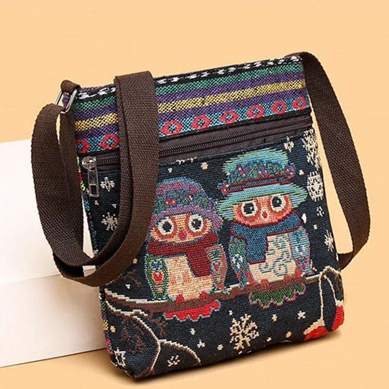 

Lady Crossbody Shoulder Bag Phone Purse Handbag Ethnic Style Embroidered Messenger Bag Retro Small Canvas Bag Cute Style 2025