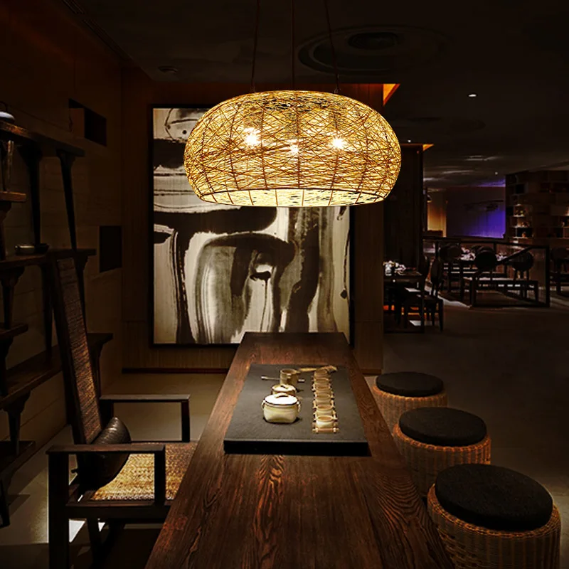 Zuidoost-aziatische Theehuis Kroonluchter Chinese Rotan Creatieve Lamp Thuis Blijven Japanse Restaurant Hot Pot Restaurant Hangend Licht