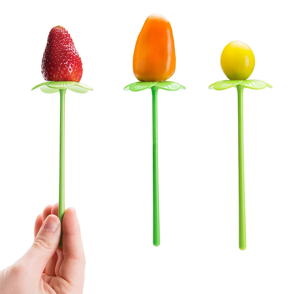 

10pcs Fruit Forks Flower Food Picks Plastic Reusable Party Tableware Supplies For Kids Lunchbox Picnic Bbq Tapas Kebabs Cocktail