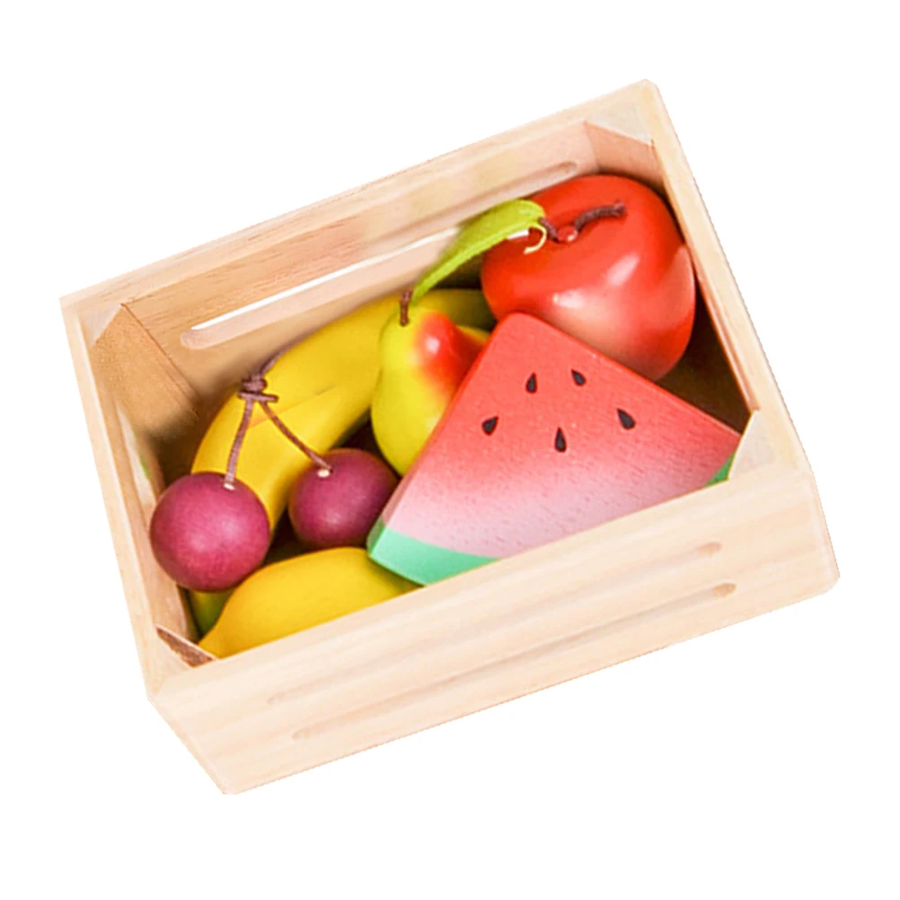 1 set di frutta con cornice in legno, giochi di finzione, apprendimento, strumento educativo Montessori, frutta artificiale realistica, simulazione, puntello decorativo