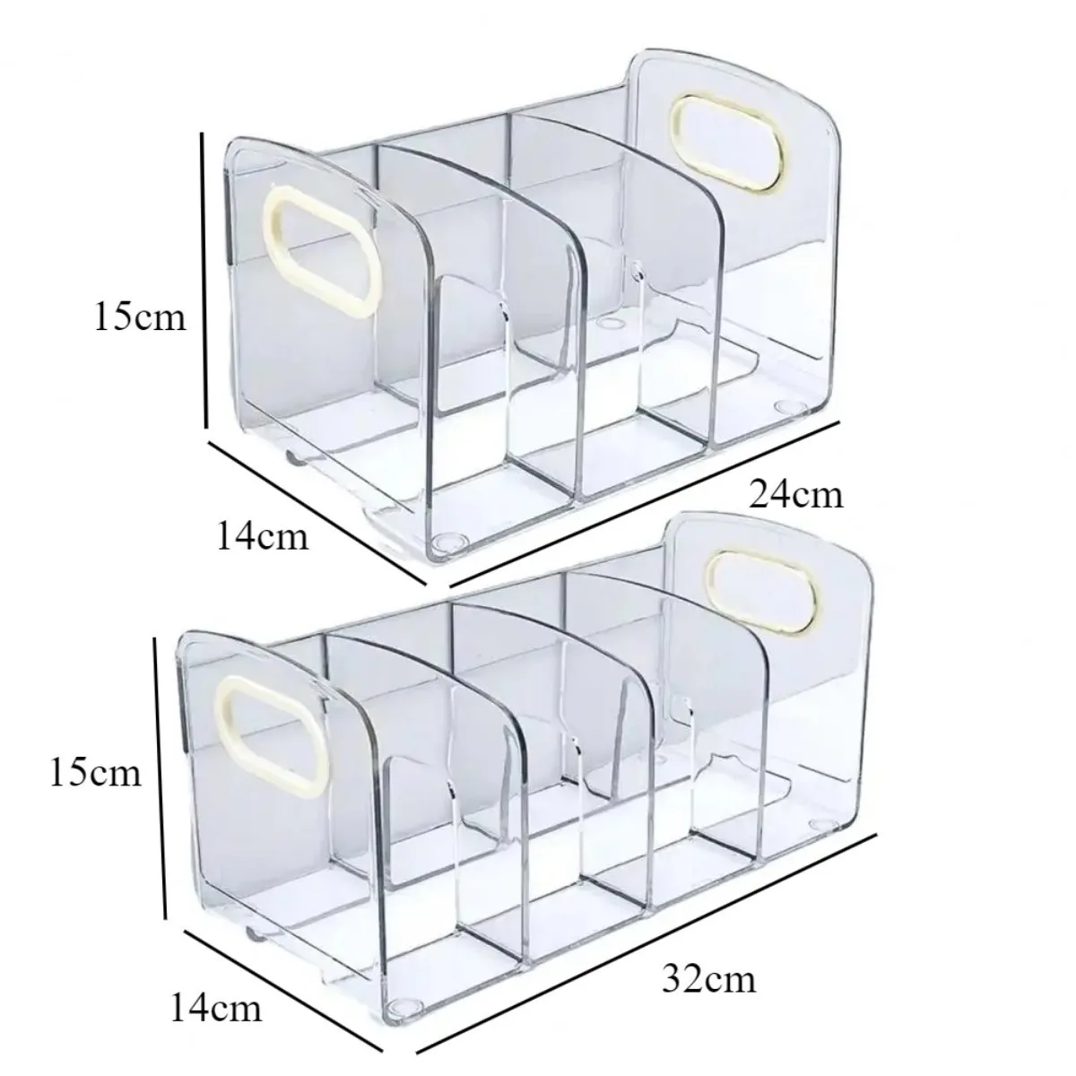 Acrylic Divider Bookshelf Transparent Storage Rack with Handle Desktop 3/4 Grid Book Stationery Organizer Student Study Supplies