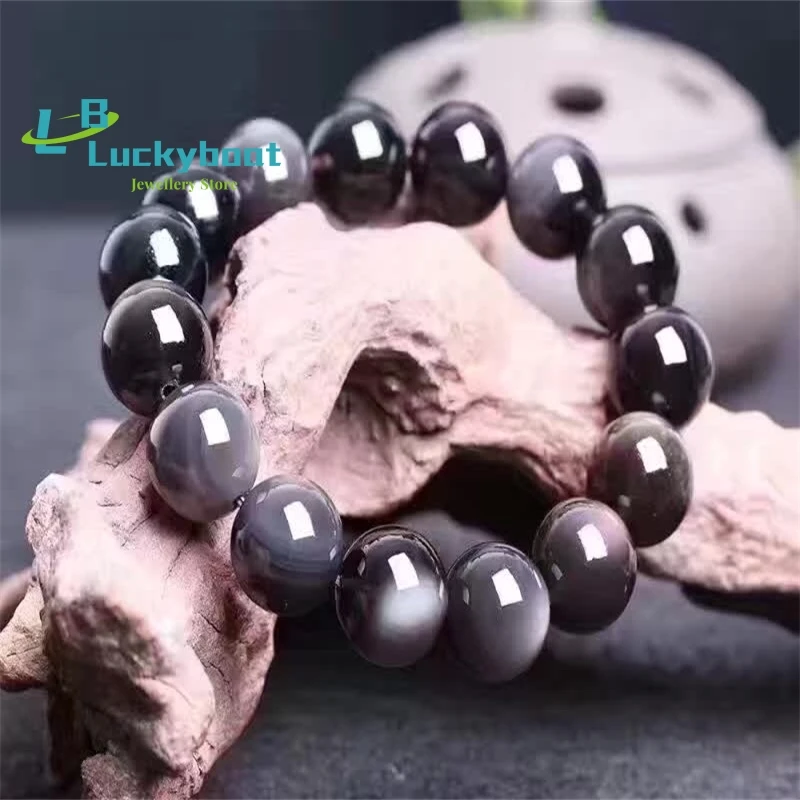 Natural Ice Crystal Rainbow Eye Obsidian Lucky Fashion Bracelets Charm Rainbow Eye Beads Ball Transfer Lucky Crystal Jewelry