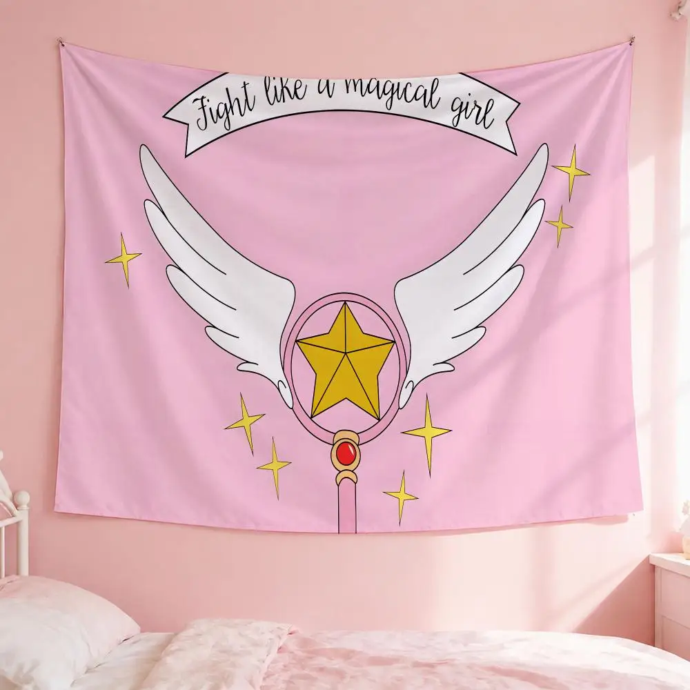 Cardcaptor Sakura Tapestry Wall Hanging Bohemian Wall Tapestries Mandala Home Decor For Living Room Bedroom Dorm