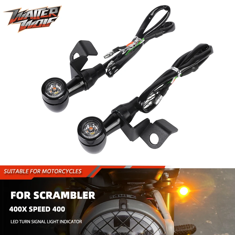 

E32 Front LED Turn Signal Light Cafe Racer Indicator Brake Lamps DRL Running Blinker For Scrambler 400X 400 X Speed 400 2025
