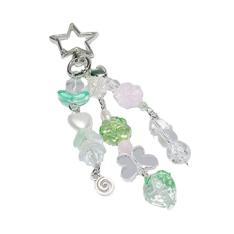 31BB Multifuntional Acrylic Keychain with Strawberry and Heart Pendant Suitable for Adding a Touch of Whimsy to Any Outfit