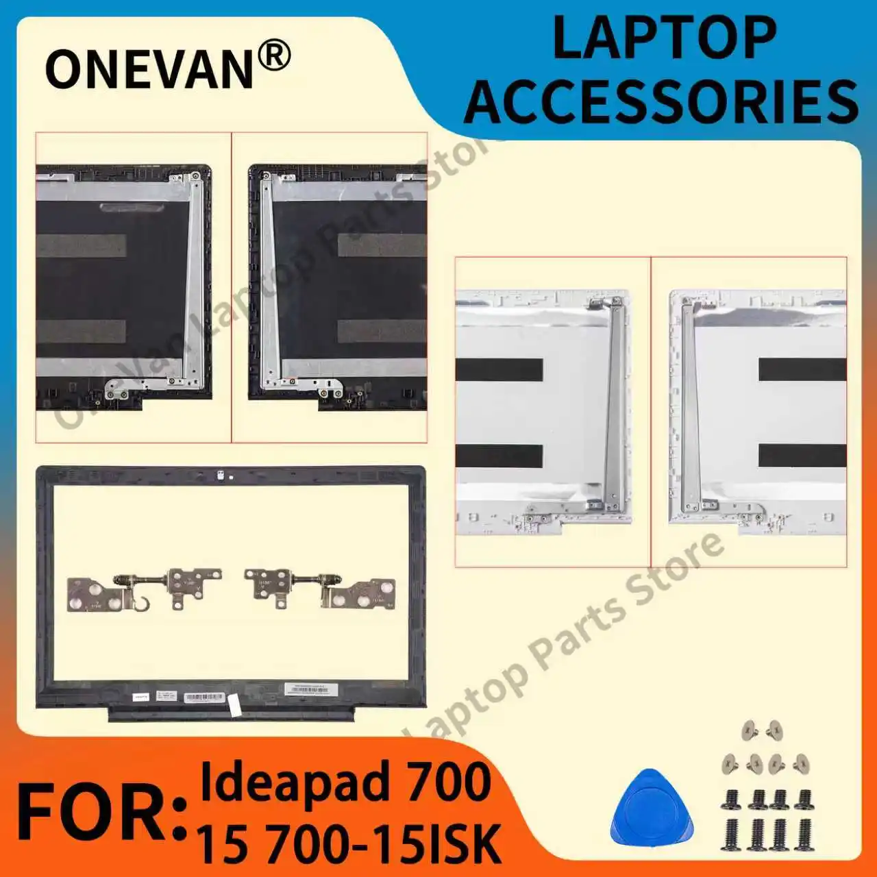 

New Case For Ideapad 700-15 700-15isk Rear Lid Top Case Laptop LCD Back Cover LCD Bezel Cover LCD Hinges Replace Cover