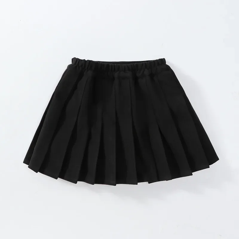 الخريف الشتاء الفتيات ألف خط مطوي تنورة صغيرة طفل في سن المراهقة فتاة الصوف التنانير القصيرة الاطفال عالية الخصر التنانير ملابس الأطفال #5