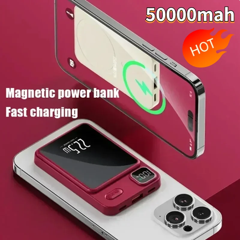 

10000mAh Macsafe Portable Magnetic Power Bank Fast Wireless Charger for IPhone 12 13 14 Pro Max External Auxiliary Battery Pack