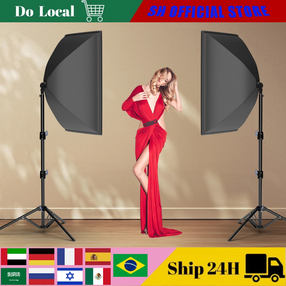 

Photography 50x70CM Softbox Lighting Kits Professional Light System With E27 Photographic Bulbs Photo Studio Equipment