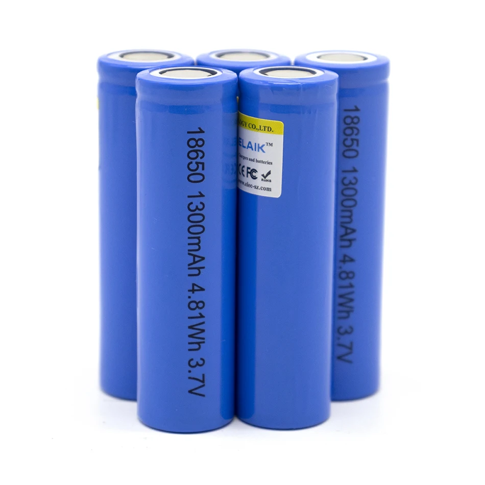 6PCS 18650 1300 mah lithium battery 3.7 V strong light flashlight rechargeable battery