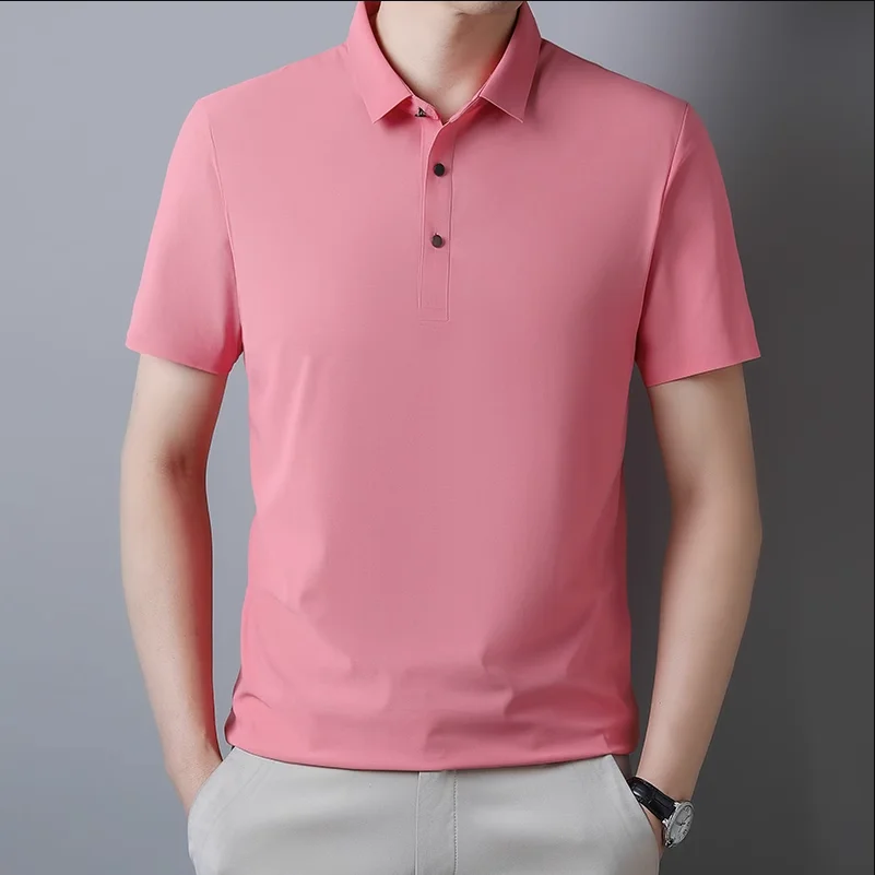 Summer New Men Short Sleeve Ice Silk POLO Shirt Fashion Simple Men\'s Business Casual Pullover Large Size 5XL