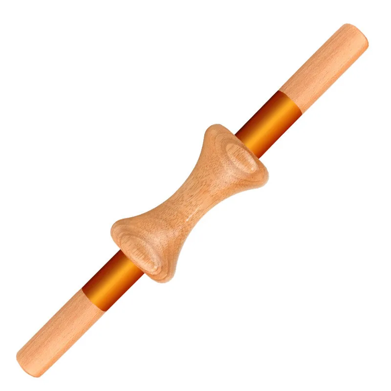 Beech rolling massage stick back abdomen body meridian scraping massager to relax muscle pressure scraping tool