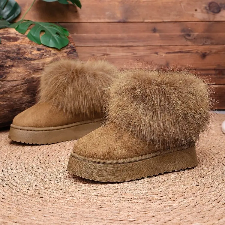 Neue Übergrößen-Winterstiefel für Damen Retro-Wildleder Lässige Dicksohlige Baumwollschuhe – Detail 6