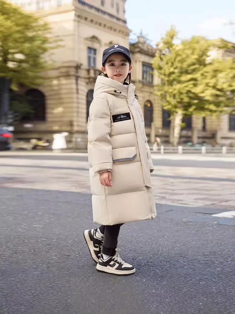 

Teenager Girls Coat 2025 Winter Hooded Thicken Warm Children Junior Girls Long Down Jacket 5-12 Years Kids Girl Zipper Outerwear