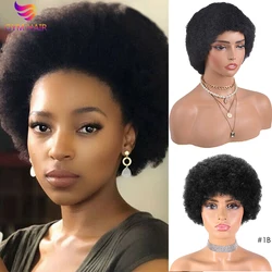 Short Brazilian Wigs Afro Kinky Curly Wig Short Wig With Human Hair Full Machine Made Kinky Curly Human Hair Natural Color