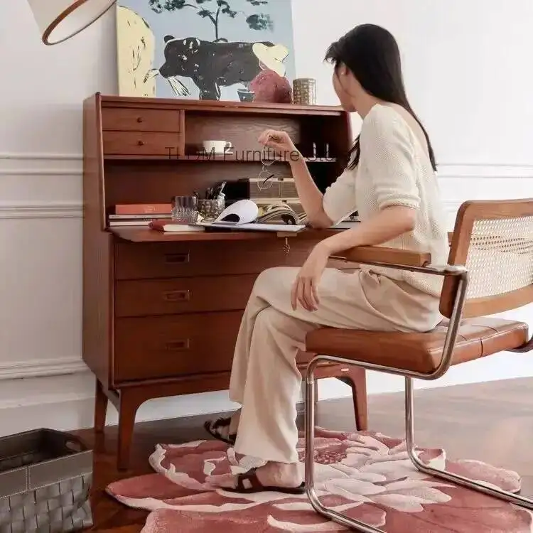 Nordic Office Chair Modern Simple Iron Rattan Chair Home Study Leisure Computer Chairs Solid Wood Armrest Computer Chairs
