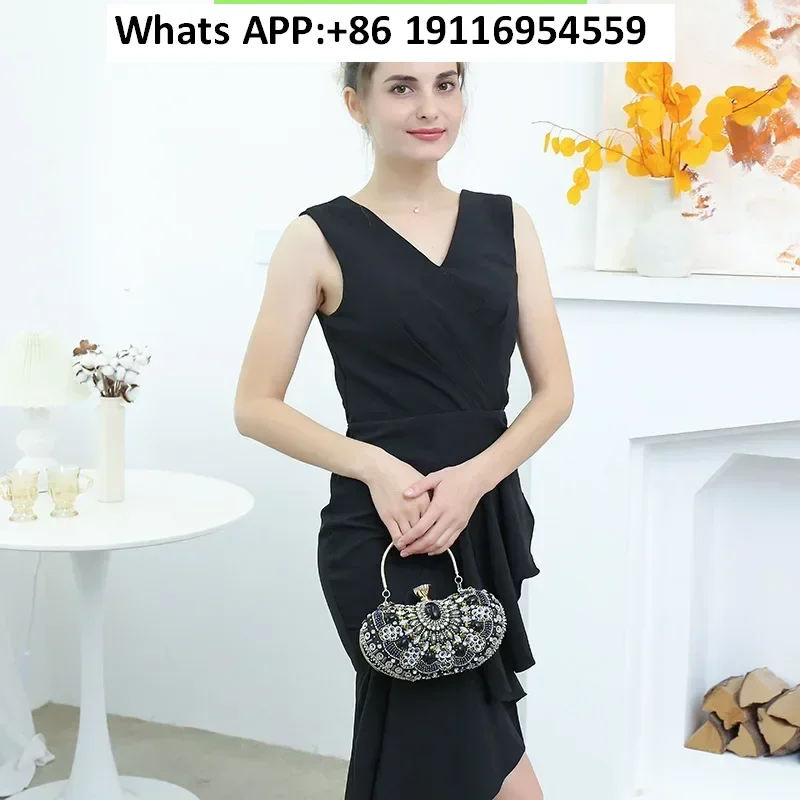 

Large space and large capacity women's dinner bag European and American simple style diamond evening bag