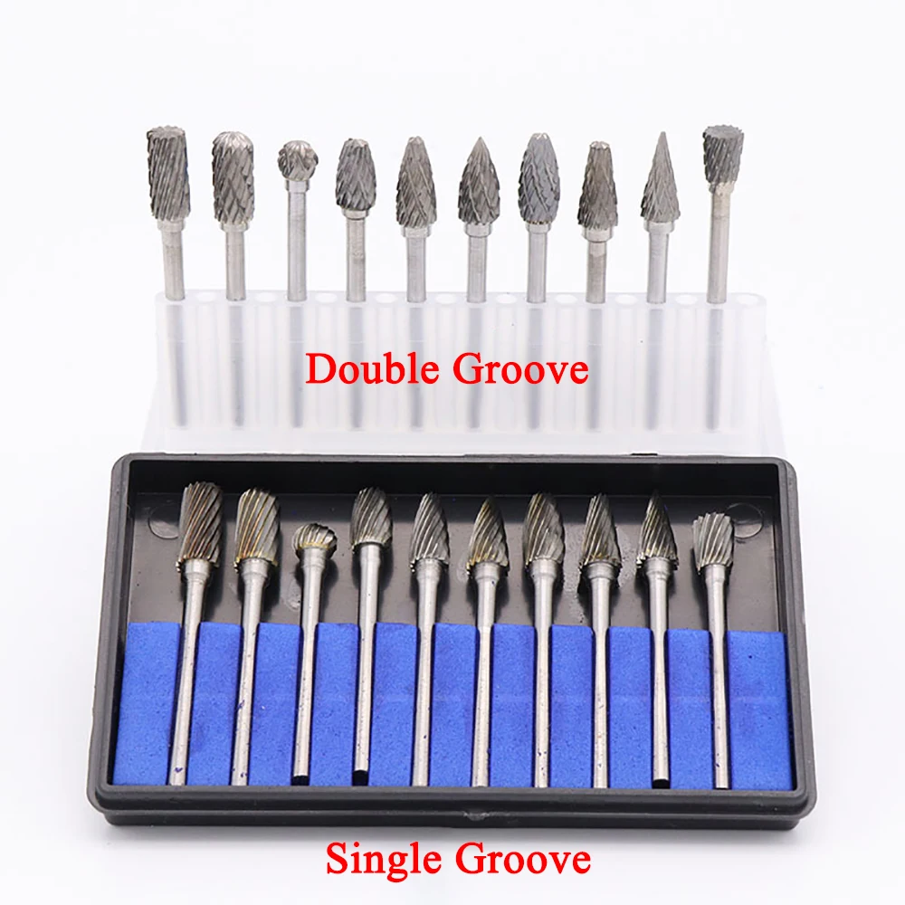 

Carbide Burr Set Compatible with Dremel 2.35mm 3mm Shank Die Grinder Rotary Tool Rasp Bits Wood Metal Carving Electric Grinding
