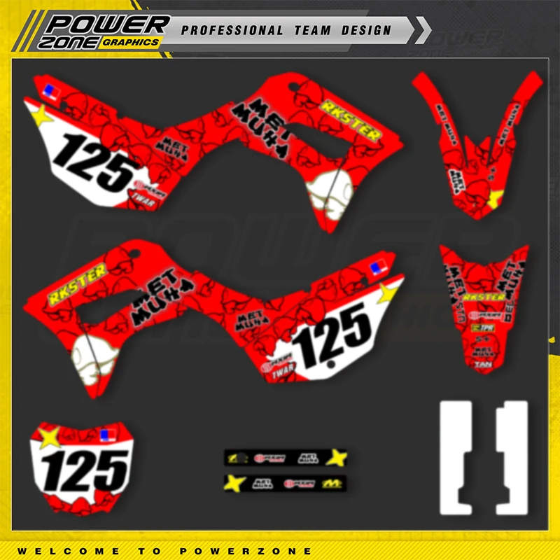 

PowerZone Custom Graphics Backgrounds Decals Motorcycle Stickers Kit For HONDA CRF125F 2019 2020 2021 125cc Number Name 02
