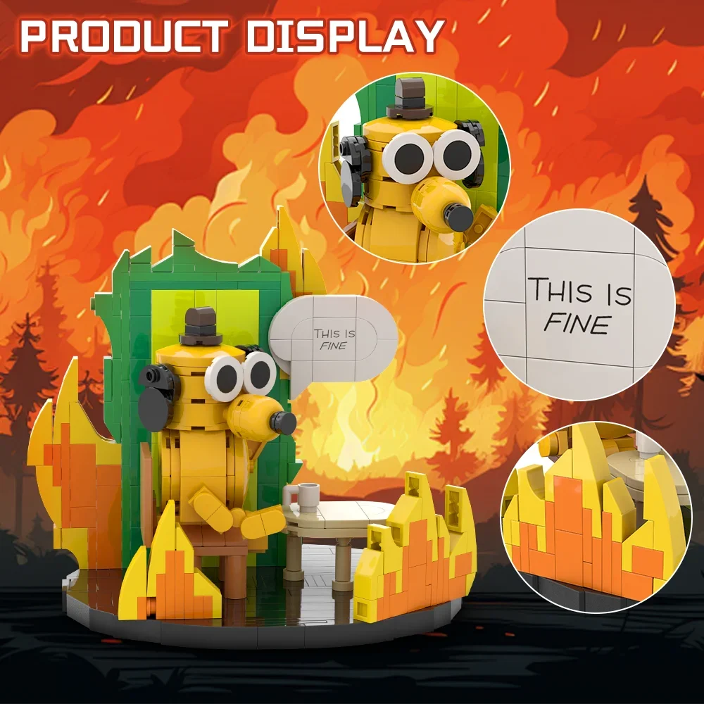 Nieuwe MOC Dit is Fijne Hond Bricks Model Cartoon Fire Meme Vignette Hound Dog Bouwsteen DIY Montage Speelgoed Kinderen Verjaardagscadeautjes