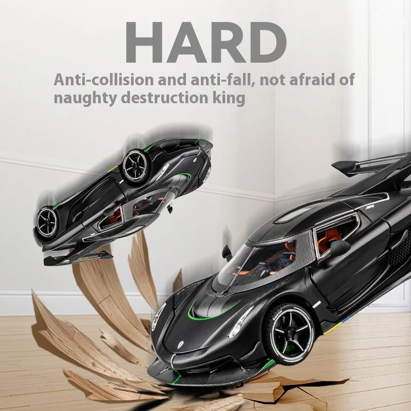 1:24 cool supercar alloy model, simulated sound and light, strong return force, four-wheel shock absorption, best birthday gift
