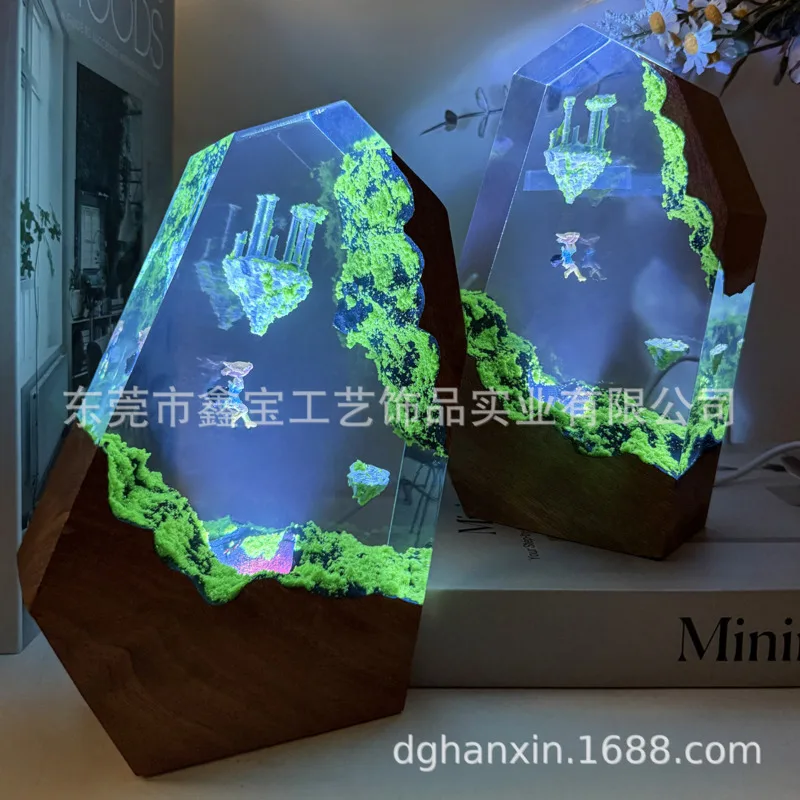 Resin Anime Desk Lamp Night Light Collectible Figurine Sky Island Inspired Home Table Ornament Gift 15*10cm 20*12.5cm 25*15cm