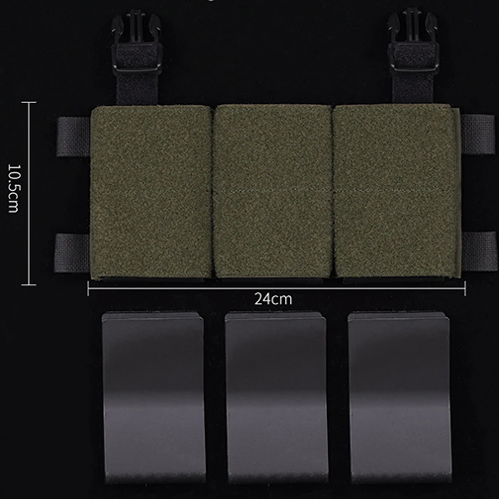 Triple Magazine Pouch 5.56 M4 MAG Holder Pocket Loop Panel 1inch Buckle Connection For LV119 HSP MK4 Tactical Vest