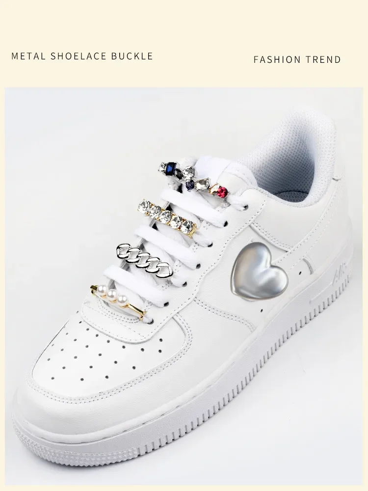 أحذية رياضية أربطة الحذاء الديكور رباط الحذاء المعدني مشبك اللؤلؤ الأحذية إكسسوارات جذابة لامعة الراين النساء أربطة أحذية الزخرفية