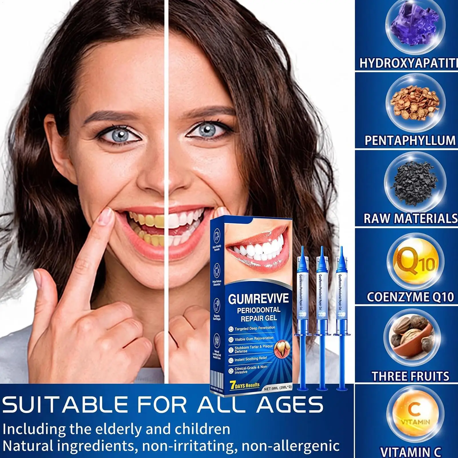 Teeth Repair Gel 3 Pieces Professional Color Correcting Solution Strengthening Gum Gel for Mouth Health Care Women Men