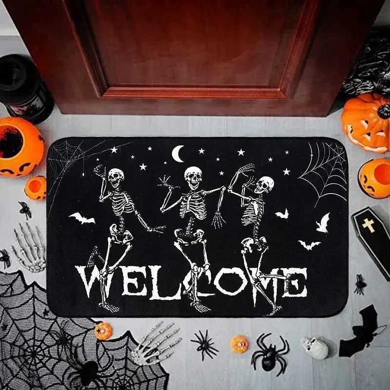 Skull Funny Welcome Doormat Non Slip Indoor Outdoor Entrance Rug Halloween Party Decor Mat Set Gift view 3