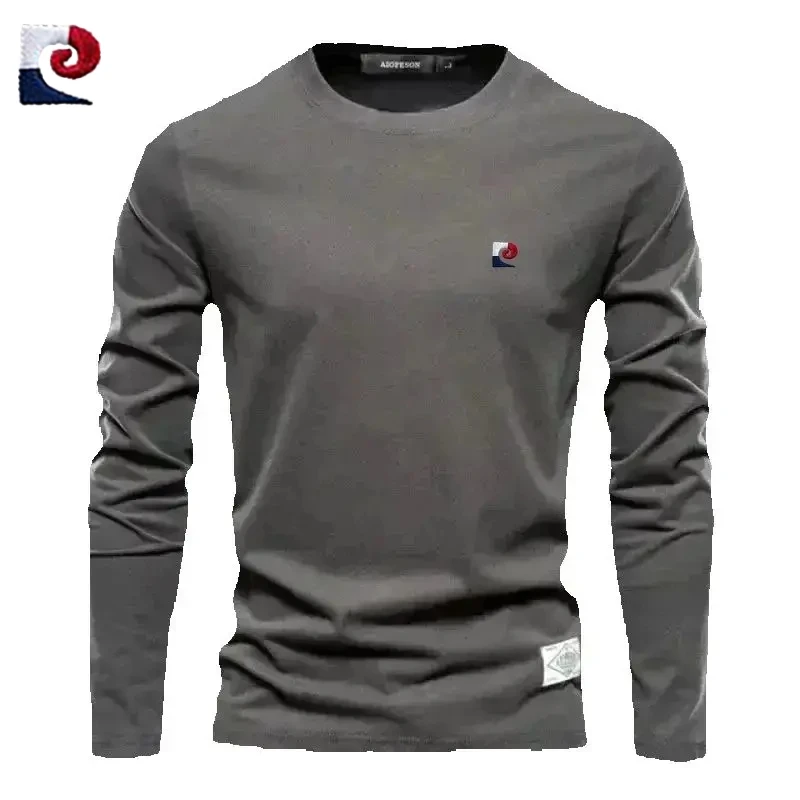 

Spring and Autumn high-quality long sleeved round neck T-shirt for men, fashionable, casual, comfortable, versatile T-shirt top